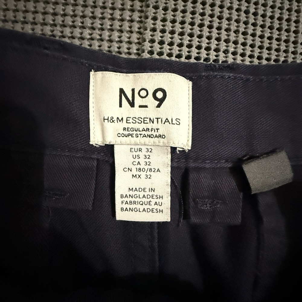 H&M Essentials No. 9 Mens Regular Fit Chino Pants Navy Blue Size 32 - Picture 3 of 8